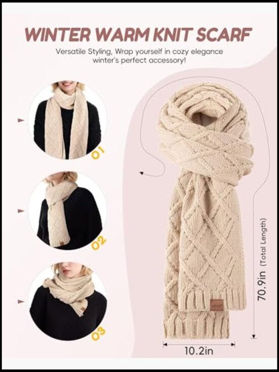 4 Piece Winter Hat Gloves Scarf Headband Set with Pom Pom Beanie Touchscreen main image 7